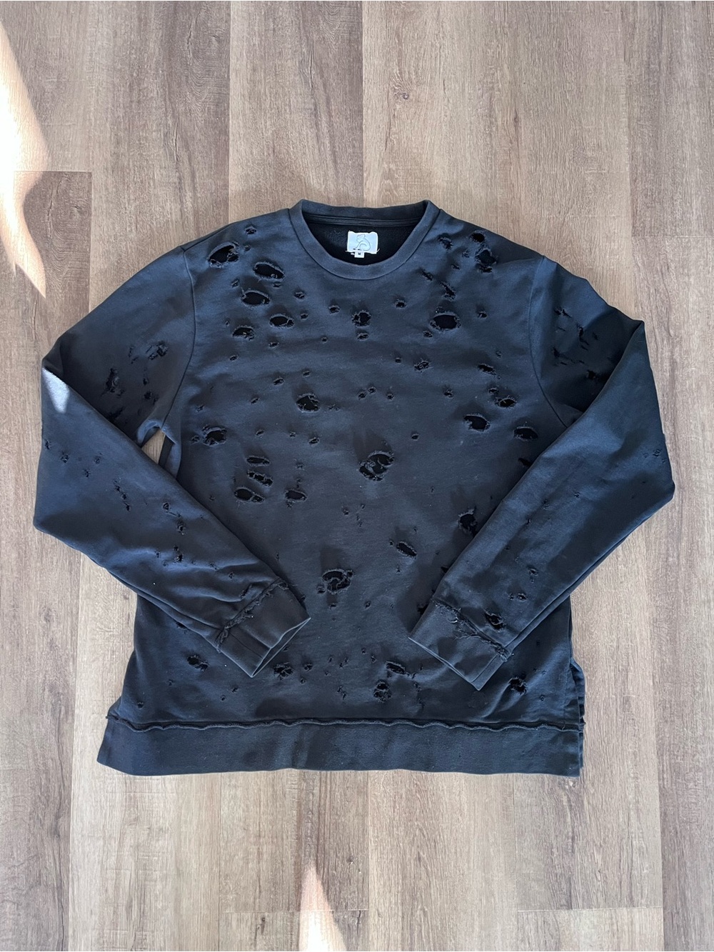Kuwalla-Tee Sz M Distressed Grunge Alt Crewneck Sweater Long Sleeve Thrashed 90s